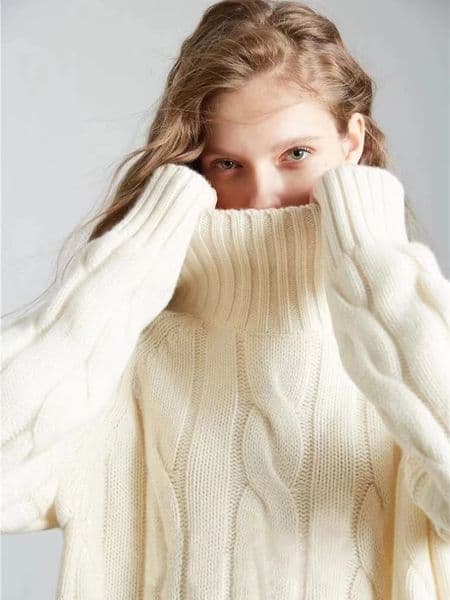 Soft waxy~high neck 100 pure cashmere women's loose thickened lazy style pullover Fried Dough Twists sweater