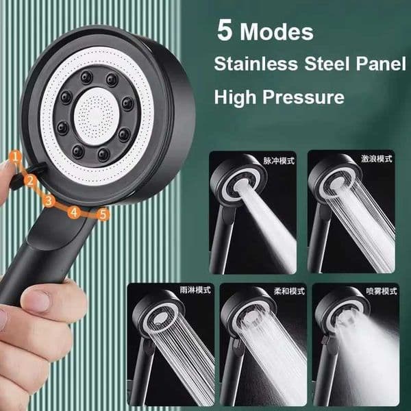 Black Sier Shower High Pressure 5 Modes Water Saving Nozzle Powerf Pressuri Spa Handheld Showers Bathro accessorie M241030
