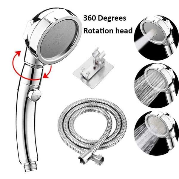 3 Modes Shower High Pressure Adjustable 360 Degrees Rotating with Stop Button Hose Water Saving Handheld Bathro Shower M241030