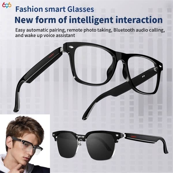 2-In-1 Earphones Smart Bluetooth Audio AI Voice Noise Reduction Music Waterproof Ser Microphone Calling Glasses 241029Ww