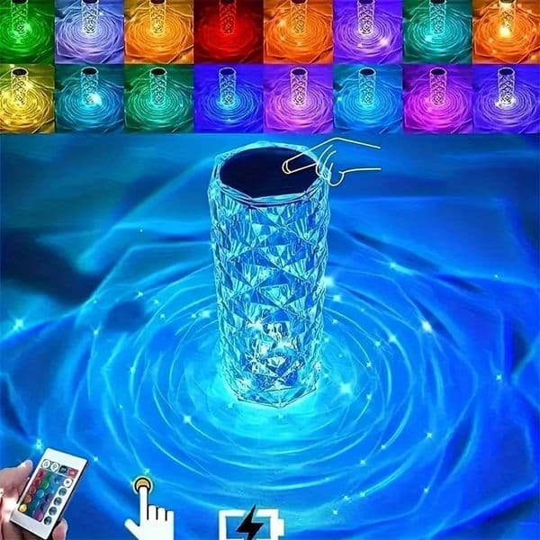 LED Night Light Crystal Touch Rose Table Lamp Rechargeable 16 Colour Romantic Table Lamp Bedroom Bedside Living Room DecorationLX241030
