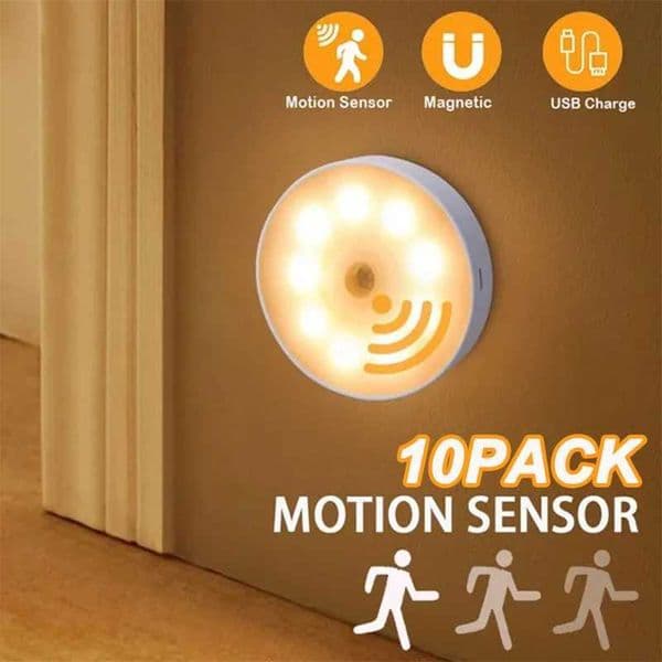 2~10PCS Motion Sensor LED Night Light USB Rechargeable Night Lamp Kitchen Cabinet Wardrobe Lamp Staircase Wireless Closet LightLX241030
