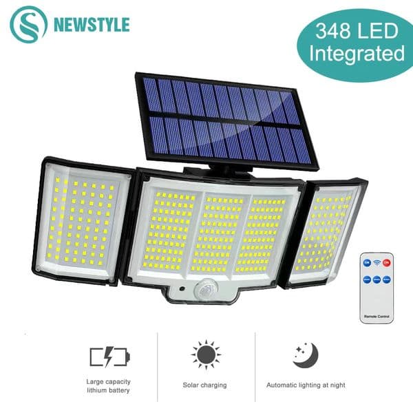 Solar Light Outdoor 328348 LED Integrated Super Bright Motion Sensor Strong Power IP65 Waterproof 3 Working Modes Garden Wall 241028