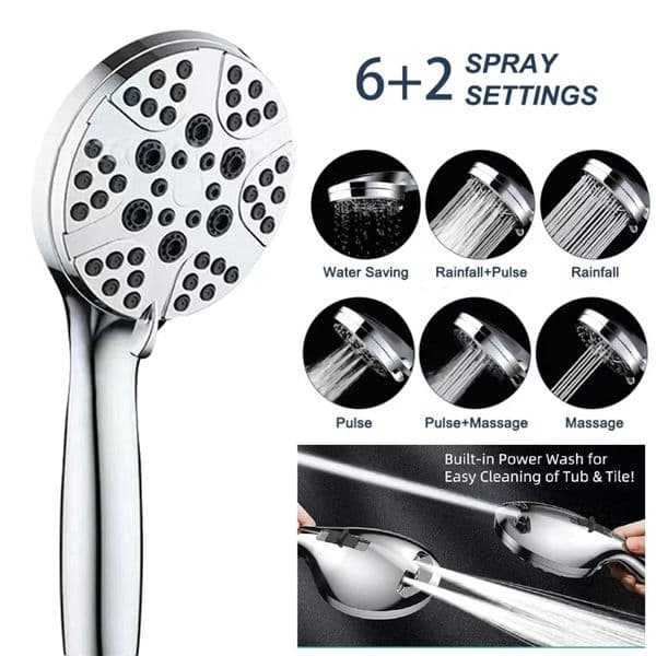 New High Pressuual spray gun 8 Speed Strong Pressuri Shower Square Handheld Shower Nozzle Household Shower Accessorie M241030