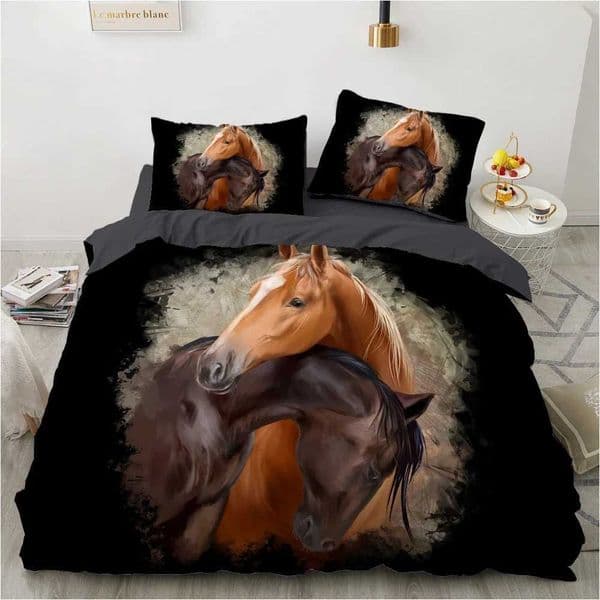 Luxury 3D bedding European Queen King double down duvet cover bedding linen comfortable blanket/duvet cover bedding animal horse X241029