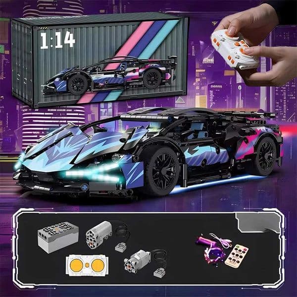 67128 1314PCS Building Kits for Adults 1 14 Scale Super Car Building Block Remote Control Car Building Kits for Men TeenXJ241029