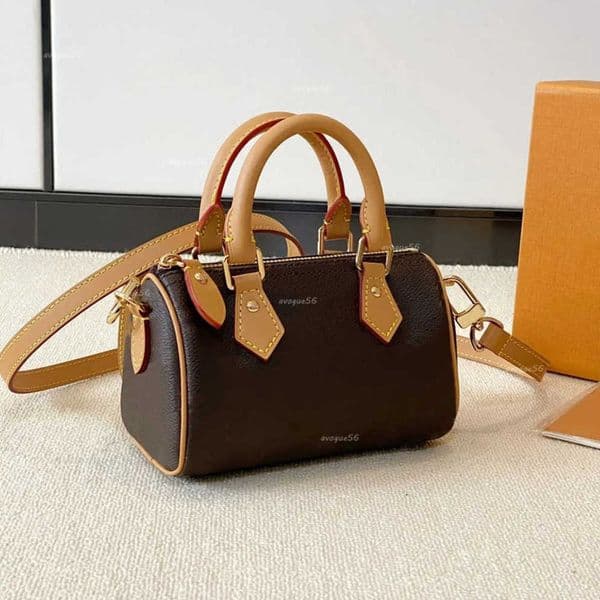 Shoulder Bags Top Designer Mini Nano 16cm Shoulder Bag Women Leather Denim Crossbody Luxury Brand Embossed Tote Purse Brown Flower Handbag 2024