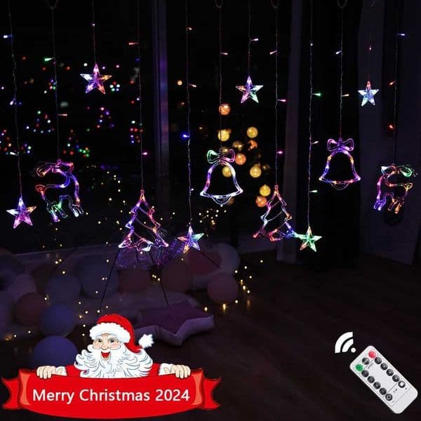 Christmas Lights LED Dear Star Moon String Light Fairy Curtain Garland Outdoor For Tree Holiday Party Xmas New Year DecorationXJ241026