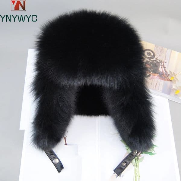 Leisure Warm Soft Russian Mens True Fox Fur Bomber Hat Winter Mens True Fox Fur Hat 100% Natural True Fox Fur Hat 241030