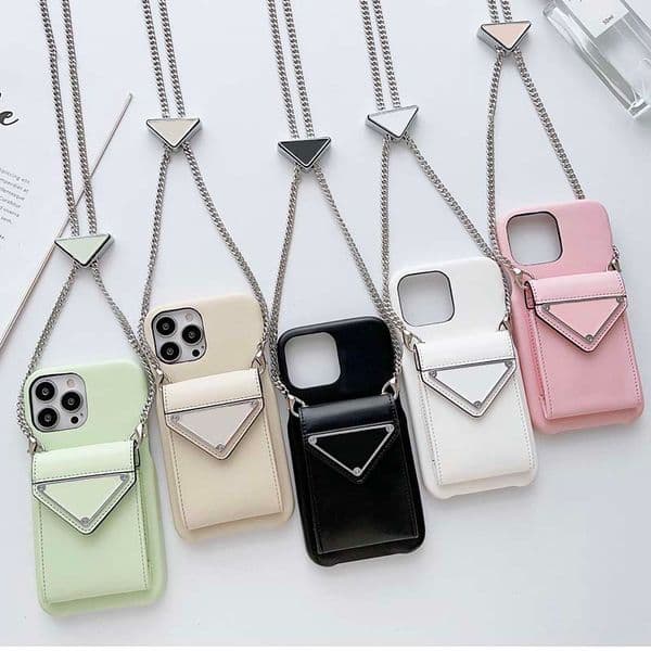 Phone Cases Iphone 14 14Pro 14Plus 13 13Pro 12 Pro Max Deluxe Fashion PU Leather Card Holder For 15 Pro Max Luxury Cellphone Cover With Neck Lanyard