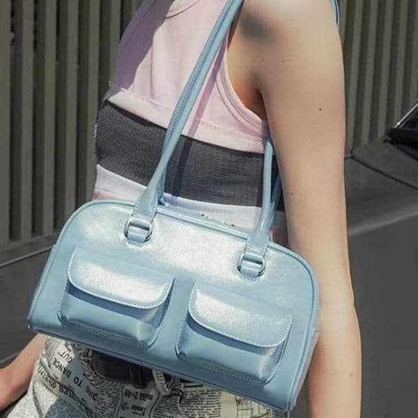 Shoulder Bags Korean Tote Bag For Women One Shoulder Designer Bag Underarm Leather Double Bag Casual Handheld Tote Bag 241015