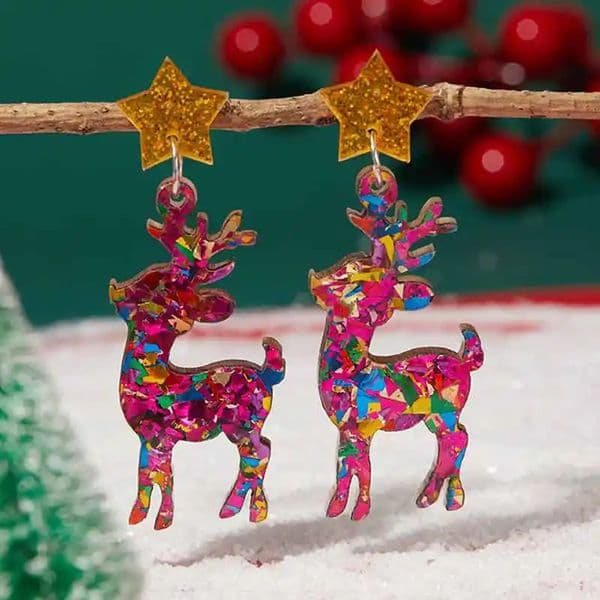 Fashion Colorful Christmas Tree Earring for Women Xmas Sequins Elk Heart Snowflake Acrylic Dangle Earring Christmas Gift Jewelry 241030