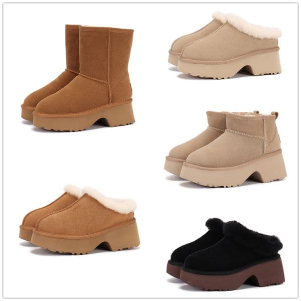 Snow Boots Ankle Wedge Short Boot Shoes Designer Knee Bottes Fashion Slip On Suede Chestnut Black Sand Mustard Seed Warm Wool Casual Platform Thick Bottom Booties