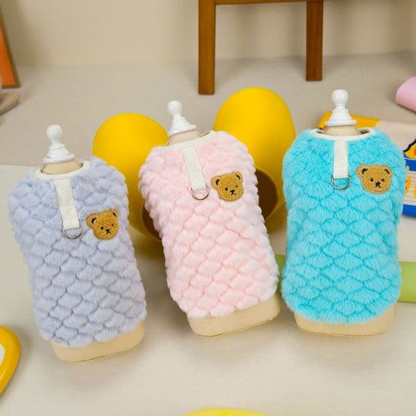 Outdoor Clothes for Winter Small Sizes Puppy Casual Style Heart Shape Three Colors Dog Fleece Clothes Two Legs