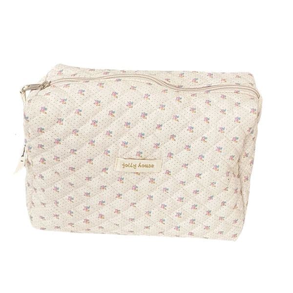 South Korean Quilted Makeup Bag Zipper Travel Organizer Portable Makeup Bag Flower Printing Large Capacity Suitable for Women 241031