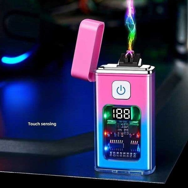 Stylish USB Rechargeable Electric Lighter Cool Windproof Dual ARC Plasma Lighters Outdoor Camping Smoke Accesories Gadgets 2ZH8