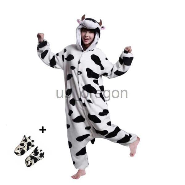 home clothing Cow Adult Kigurumis Onesie PajamasAnimal Winter Women Men Overalls Funny Cute Suit Festival Outfit Animal Costumes Jumpsuit x0902
