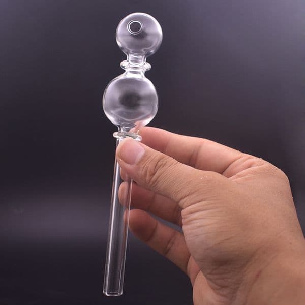 10pcs twin ball Glass Oil Burner Pipe Spoon Pyrex 30mm Oil Burner Glass Pipes Hand Smoking Pipes For Smoking Accessories Tobacco Tool big size cigarette pipe