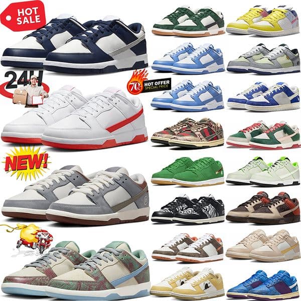 2026 Low Running Shoes Black White Panda Triple Pink Grey Fog Industrial Blue Sashiko Safari Mix Label Wolf Grey Mens Trainers Womens Sneakers