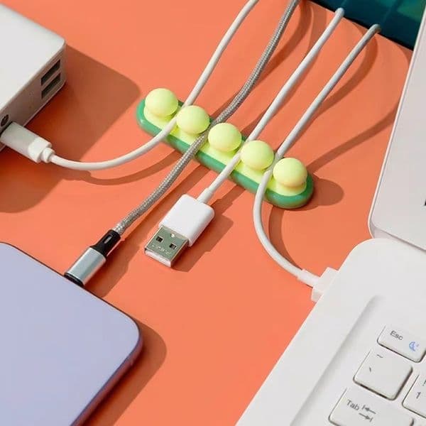 Colorful Pea Pod Cable Processor Desktop Storage Self-adhesive Cable Fixer Clip Charging Cable Headphone Cable Data Cable Winder Hub Cable Manager Car Home HZ0061