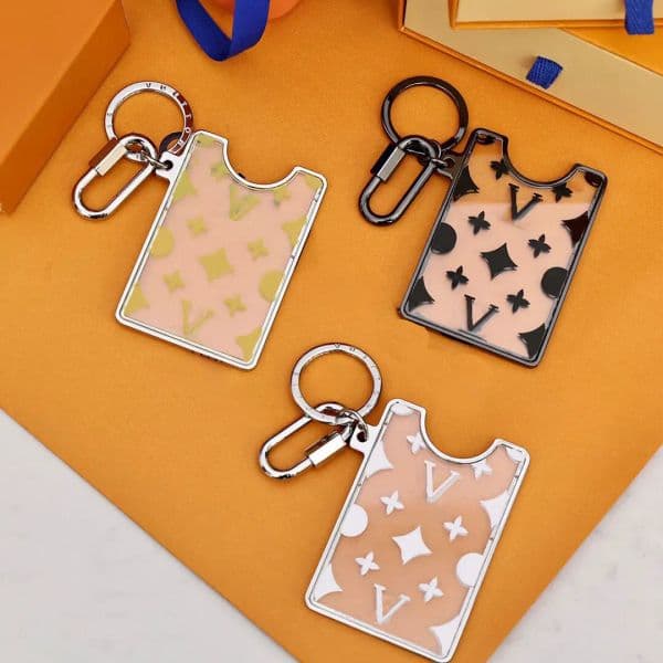 Designer Monogrammed Card Holder Keychain Fashion Card Holder Charm Car Chain Charms Brown Flower Mini Bag Trinkets Gift Accessories With Box