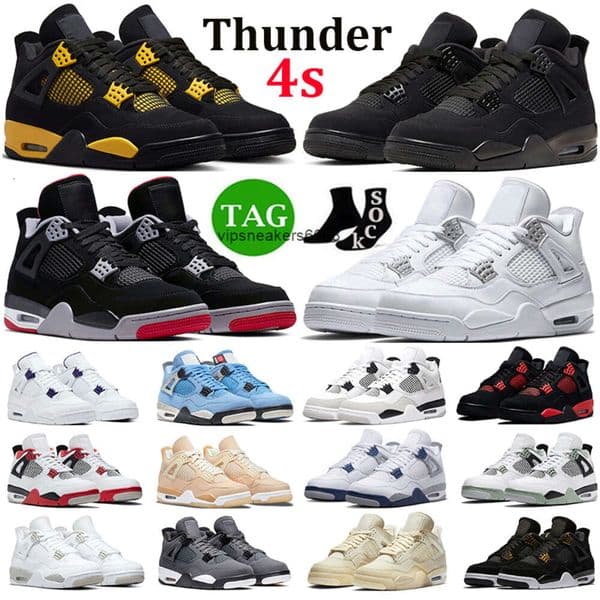 With Box Men Women 4 Basketball Shoes 4s Thunder Cat Military Black Pine Green Midnight Navy Seafoam Mens Trainer Sports Sneakers