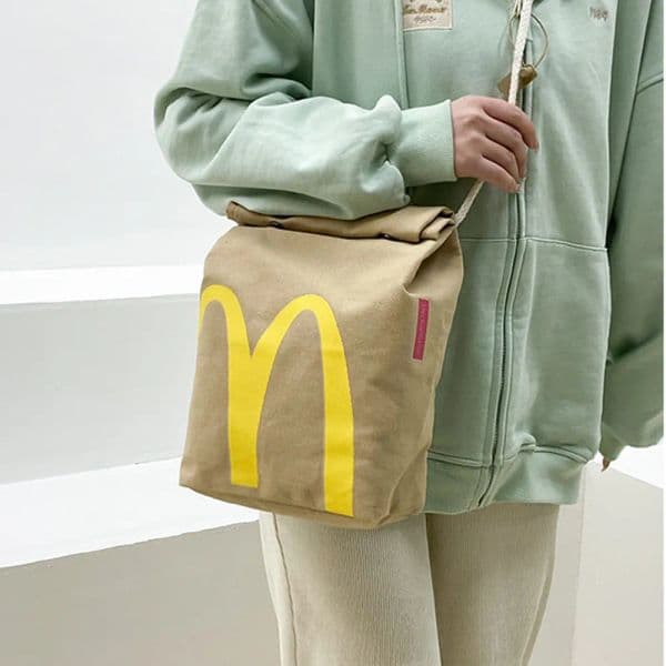 Funny Bags Cartoon French Fries Packaging Bag Student Woman Schoolbag Canvas Backpack Large Capacity School Bag Cute Messenger Bag Handbags