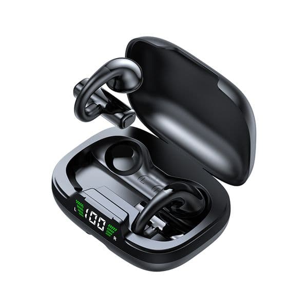 TWS JR03 Wireless Earbuds with 9D HiFi Stereo Sound, Active Noise Cancelg, Touch Control, Waterproof for Gaming & Calls, Black