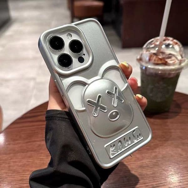 Designer Electroplated Cartoon Stereoscopic Violent Bear silicone for iPhone 15 14 13 12 11 Pro max 14plus 7 8 plus X XR XS xsmax hardshell leather case