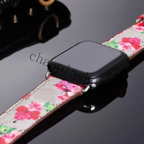 G Color Pattern Leather Strap for Apple Watch Band Series 6 5 4 3 2 40mm 44mm 38mm 42mm Bracelet for iWatch Belt 1