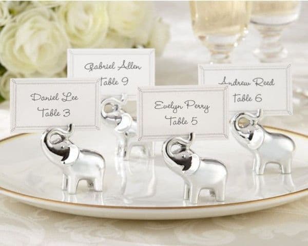 Lucky in Love SilverFinish Lucky Elephant Place CardPhoto Holder with Blank card ZZ