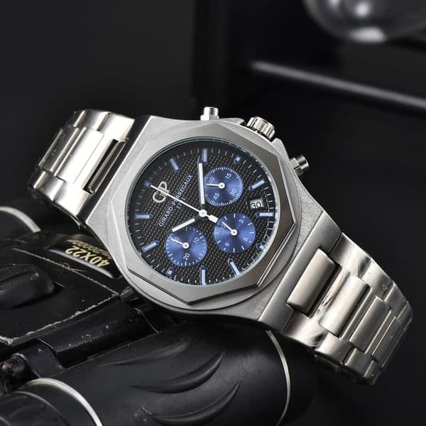 Girard Wrist Watches for Men 2023 Mens Watches Six needles All Dial Work Quartz Watch High Quality Top Luxury Brand Chronograph Clock Steel Belt Fashion GP Montre