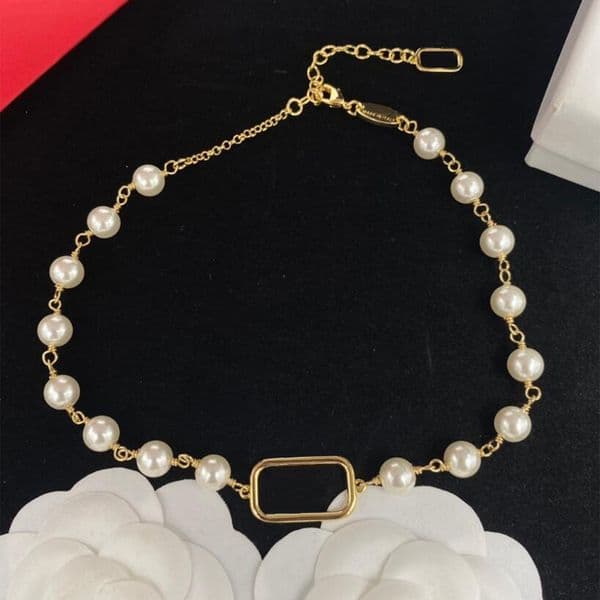 Luxury Designer Flower Pendant Necklaces Gold Plated Letters Pearl Necklace Women Jewerlry Accessories 3 Styles