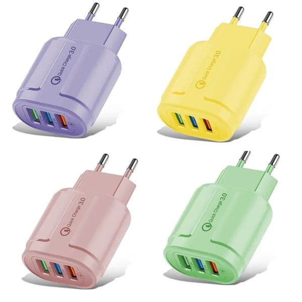 aron color 3 charger Three USB 5V 2A wall chargers 3-port EU and US Plug adapter