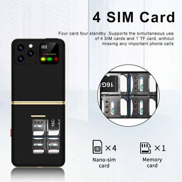P20 4 SIM Card Mobile Phone Flip Original Phones Folding Mini Cell Phone Speed Dial Magic Voice LED Flashlight MP3 FM Radio 2.4 HD Screen GSM Fold Unlocked Cellphones