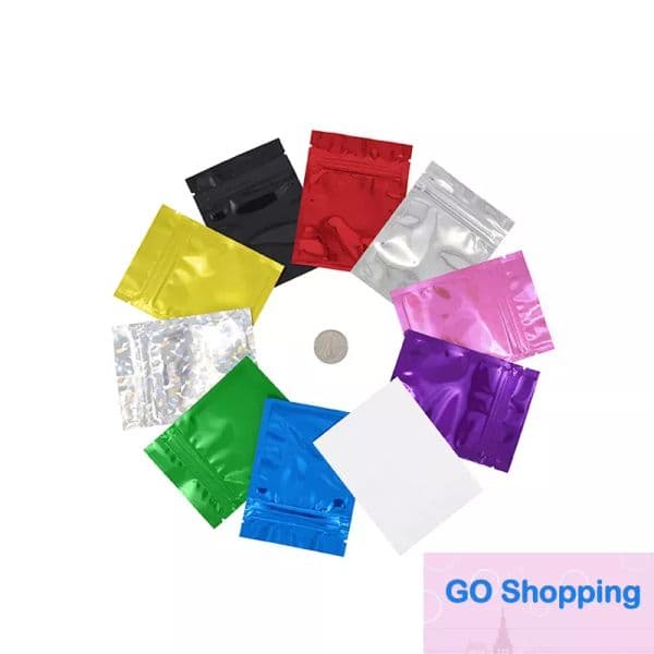 Double-sided Bright Multi Colors Resealable Mylar Bag Food Storage Aluminum Foil Bags Plastic Packing Case Smell Proof Pouches Container
