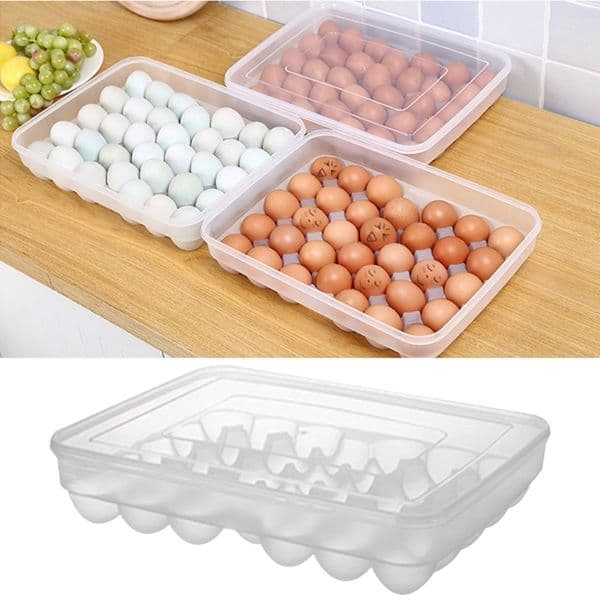 Kitchen Storage Organization Egg Holder for Refrigerator Gadget Transparent 34 Eggs Stackable Tray Large Capacity Clear Fridge Organizers 230915