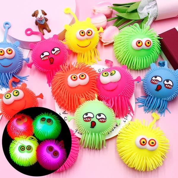 Novelty TPR Funny Cute Squishy Stuffed Puffer Animal Light Puffer Ball For Kids