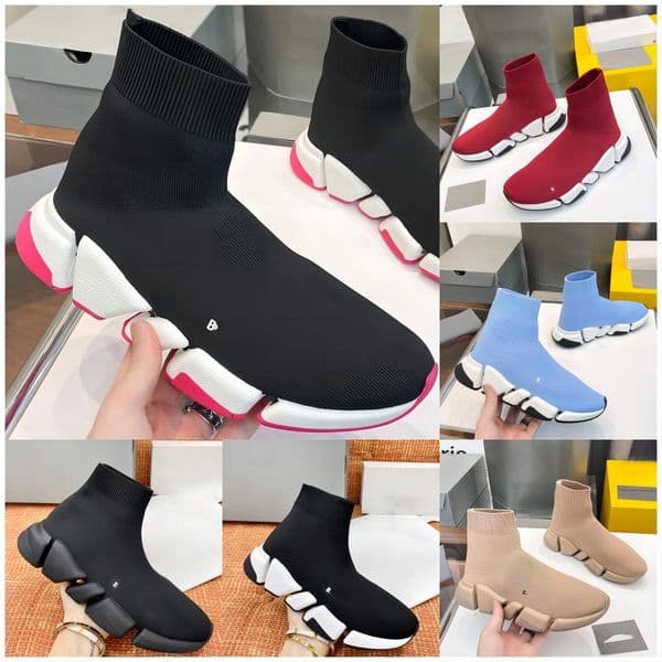 Sock Shoes Designer Speed 2.0 Sock Shoe Women Men Triple Black White Red Lace Sport Knit Casual Shoes Top-Quality Graffiti Lace-up Platform Boot Runner Sneakers