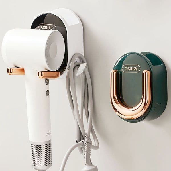 Hair Dryer Holder Plastic Wall Mounted Punch-free Self-adhesive Bathroom Shelves Home Rack Organization Accessories Soporte Para Secador De Pelo