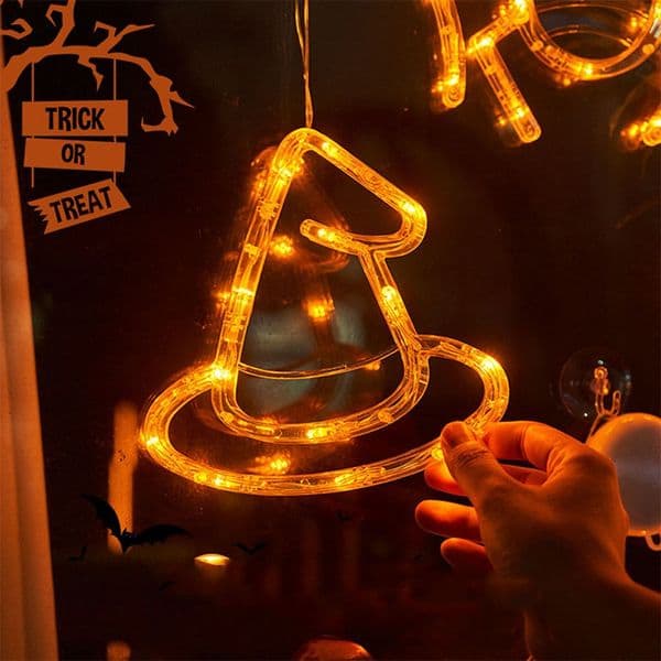 Halloween Lights Party Decoration Suction Cup Light Pumpkin String Lights Hanging Lights Spider Web Led Window Lights D3.0