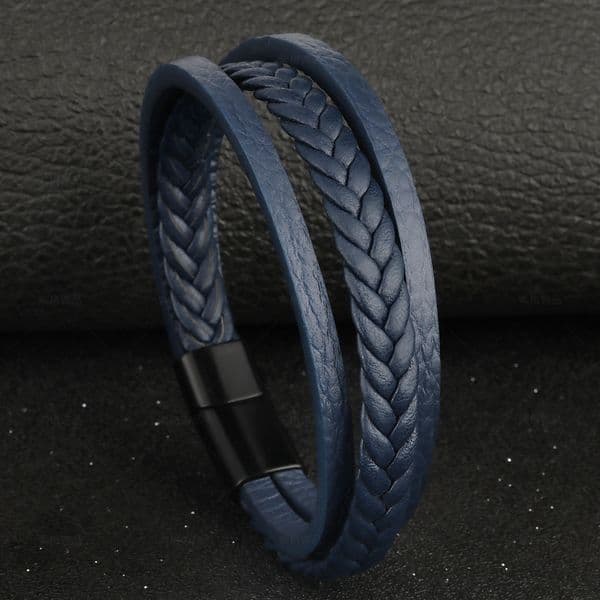 New Multi-layers Handmade Braided Leather Bracelet Bangle For Men Male Hand Jewelry For Birthday Gift thumbnail 2