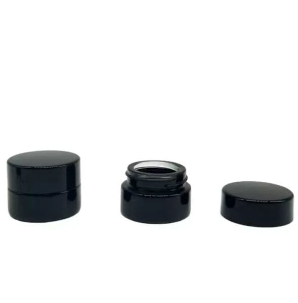 wholesale 5ml UV Protection Black Tempered Glass Jar Bottle Food Grade Non Stick No Leak Wax Dab Extracts Concentrate Container 12 LL