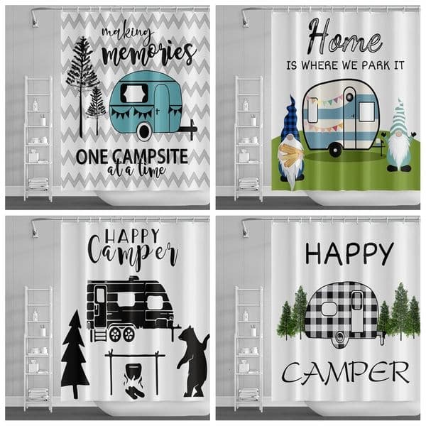Shower Curtains Camper Shower Curtain Waterproof Rv Printed Mountains Polyester Cloth Kawaii Bath Curtain For Bathroom Decoration 230920