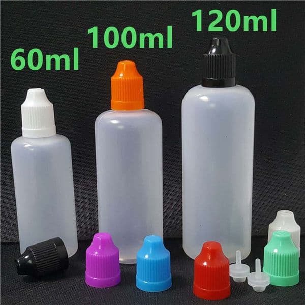 wholesale 60ml 100ml 120ml Plastic Packaging Oils Bottle PE Empty Dropper Bottles Translucent Needle Childproof Caps For Essence Juice Liquid Eye Drops Cosmetic