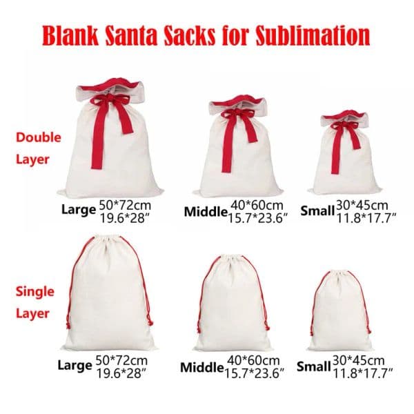 2023 Double Layer Sublimation Blank Santa Sacks DIY Personalized Drawstring Bag Gift Bags Pocket Heat Transfer Christmas Decorations G0921