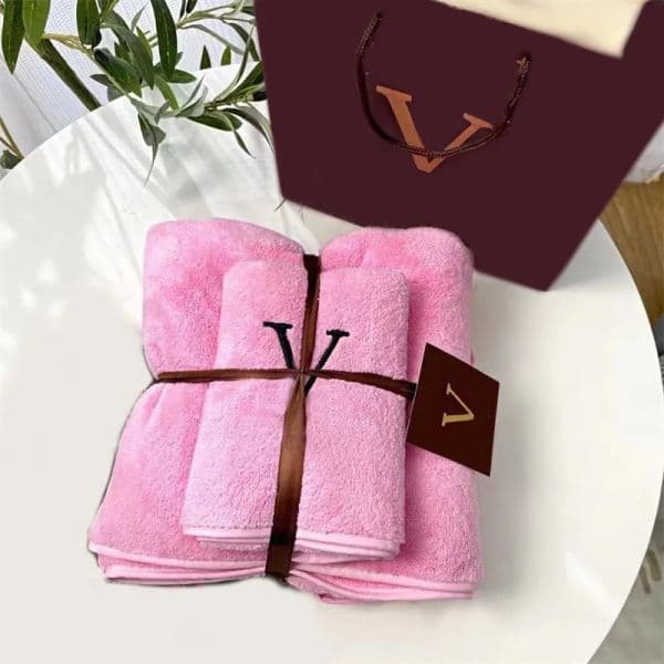 Multicolor Set Orange White Designer Bath Towels Face Wash Letter Embroidery Coral Velvet Gift Absorbent Beach Towel 2Pcs Unisex Jf010 C23 B2
