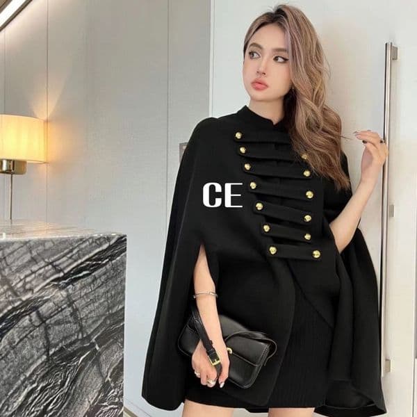 designer womens cape boutique trench coat french jackets longsleeved winter clothe cloak coats temperament outerwear shawl christmas plus size overcoat