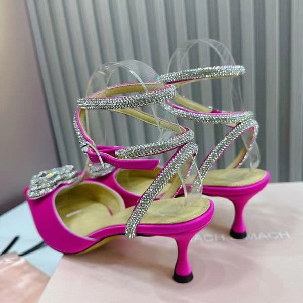 Womens Rhinestone Satin Strap Toe High Heels Wedding Party Shoes