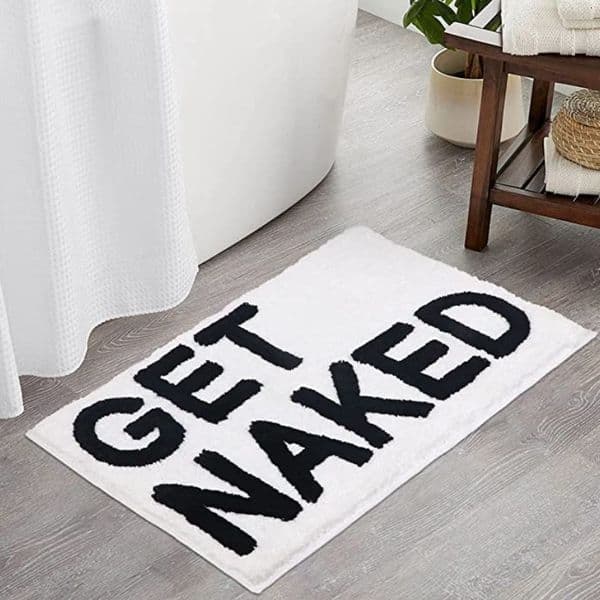 Bath Mats Inyahome Get Naked Bath Mat Bathroom Rugs for Bathtub Mat Cute Bath Rugs for Apartment Decor Tufted Gray and White Shower Mat 230925
